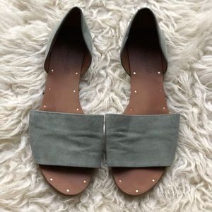 Madewell Suede Green Flats, Size 7
